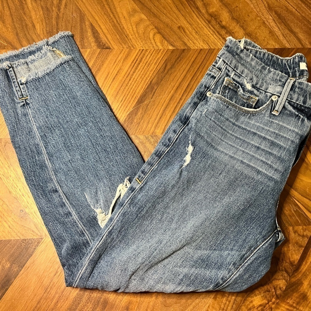 Good American the good girlfriend destroyed denim jeans size 25 stretch
